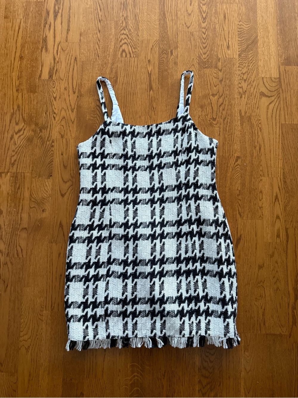 Walter Baker Black and White Checked Tweed Mini Dress